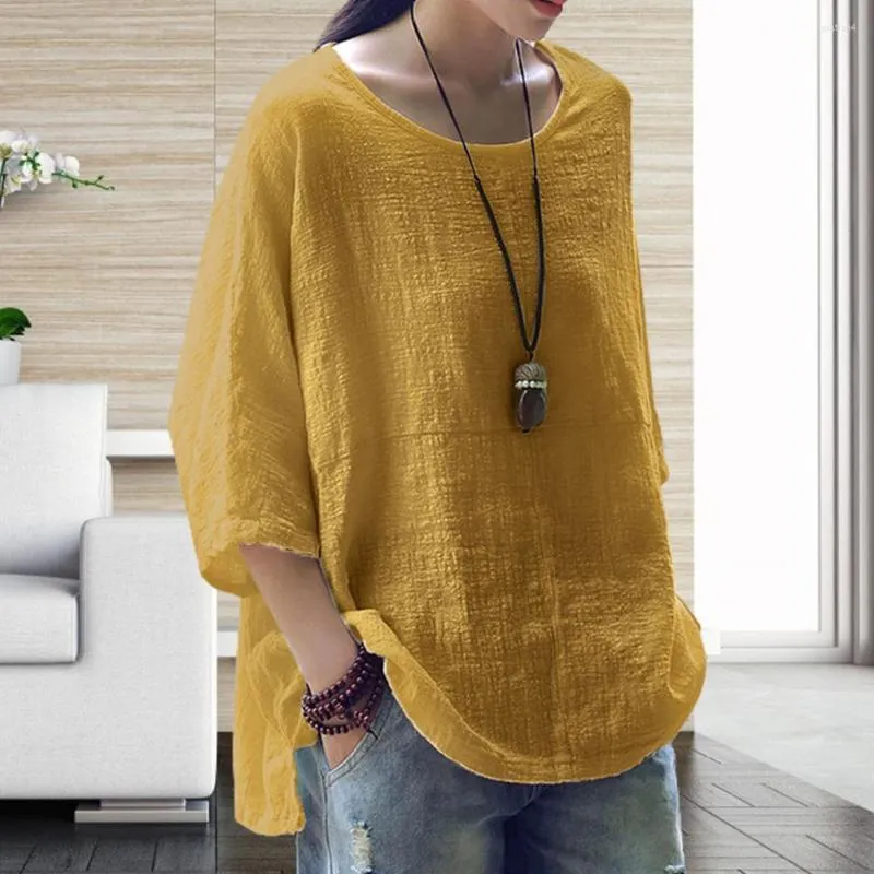 Women's Blouses Woman Linen Blouse Shirt Plus Size Solid Color Top Tunics Female Casual Loose Blusas Femme Summer Spring Clothes