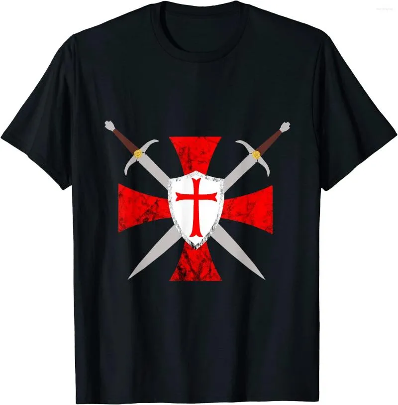 T-shirts pour hommes Crusader Knights Templar Symbole Code Cross Warrior Crest Hommes T-shirt À Manches Courtes Casual Coton O-cou T-shirt D'été