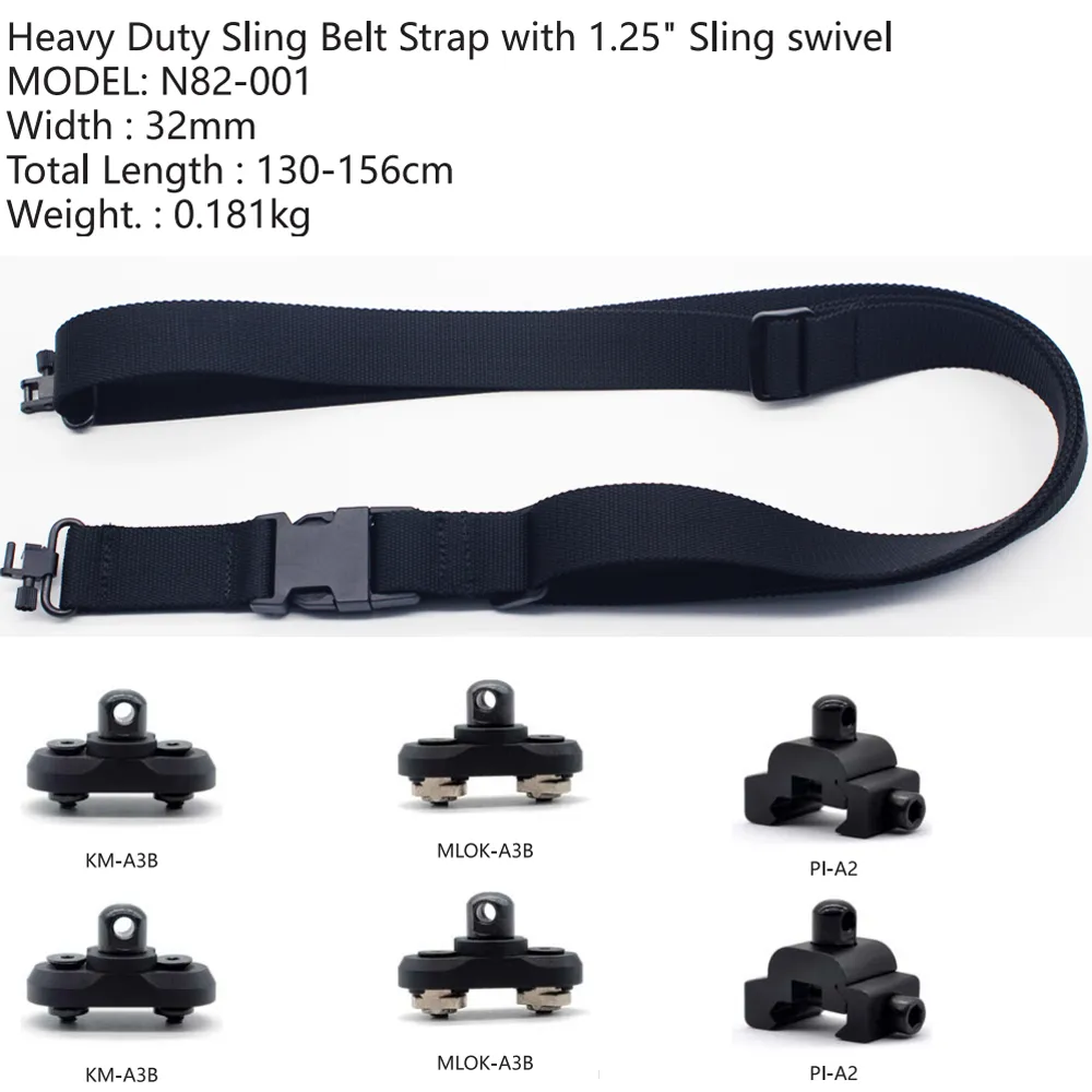 Belt Sling Strap Shoulder Padded Strap Length Adjustable Traditional Sling Inclued Pack of 2 1.25'' inch Swivels Sling Mount