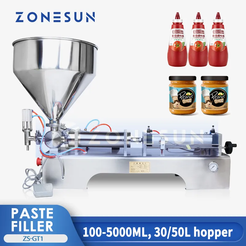 Zonesun Pneumatische dikke vloeistof vulmachine Paste vulstof honing chili pasta chocoladesaus ketchup zs-gt1