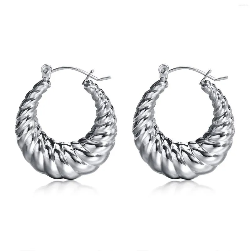 Boucles d'oreilles créoles Chic en corde torsadée pour femmes, bijoux Anti-allergie, en acier inoxydable, épais, Huggie de fête