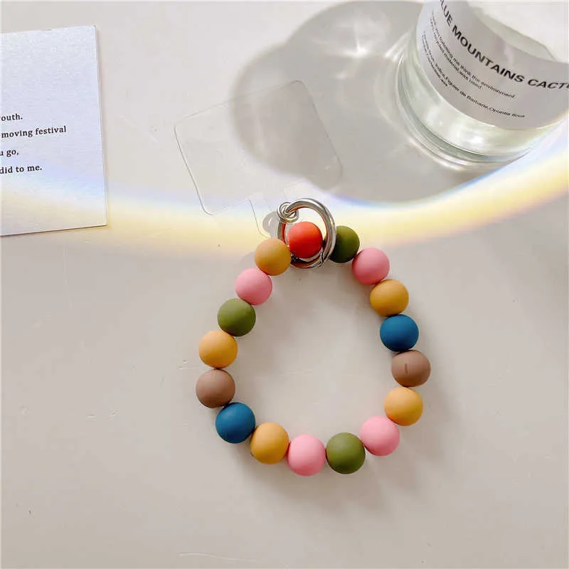 Correas para teléfono celular Encantos Correa linda coreana del color del caramelo para 14 cuentas de pulsera Cordón colgante Mochila para teléfono móvil Cordón colgante Pequeño fresco