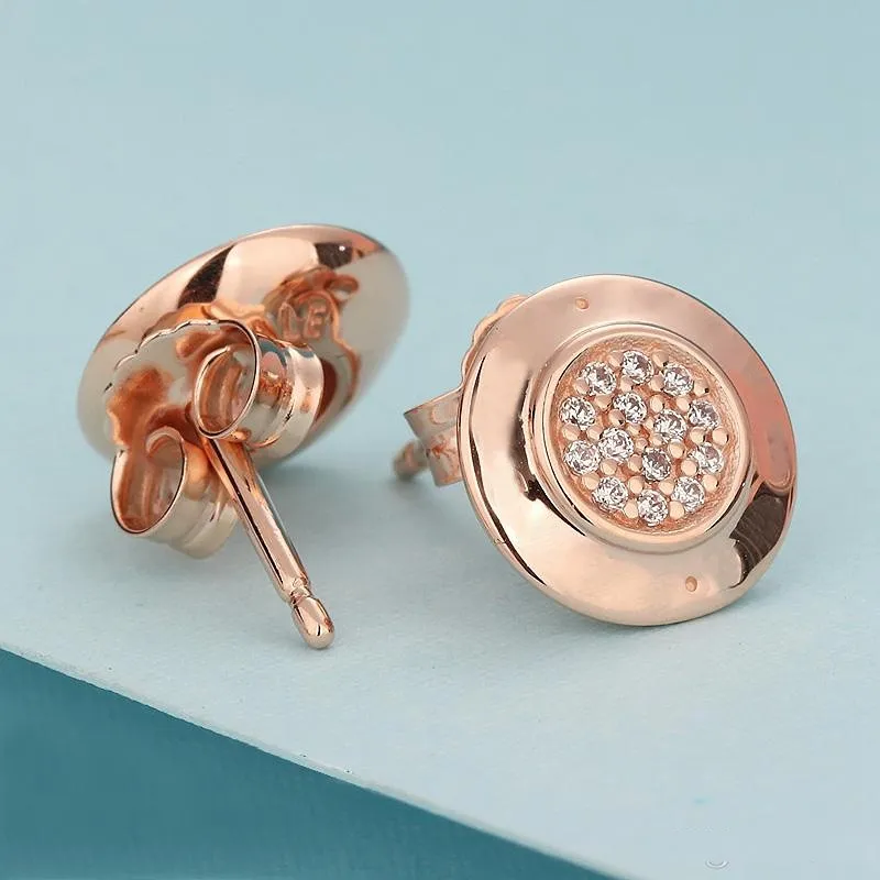 Luxur Design 18K Rose Gold Signature Stud Earrings 925 Sterling Silver Women Earring Set