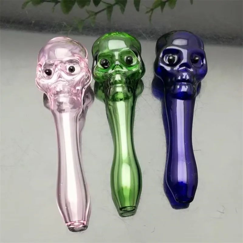 Hookahs Coloured flat-headed concave ghosthead glass pipe Glass Bongs Oil Burner Pipes