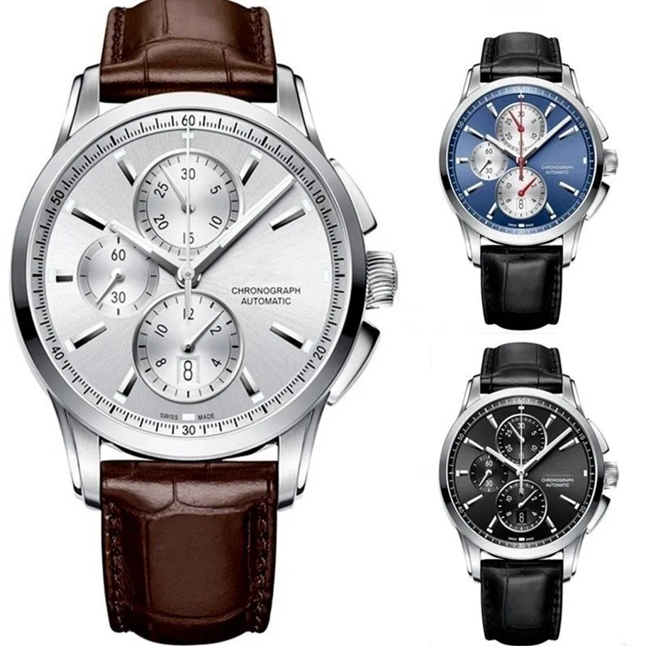 2021 Montres de luxe pour hommes de haute qualité série six points Tous les cadrans fonctionnent Montre à quartz pour hommes Top marque Ceinture en cuir horloge chronographe245q