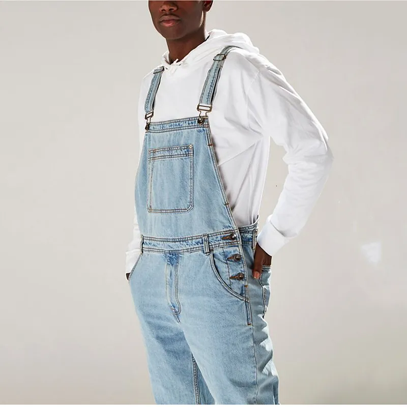 Mäns jeans denim jumpsuit europeisk och amerikansk verktyg stor storlek sommar hösten män 230306