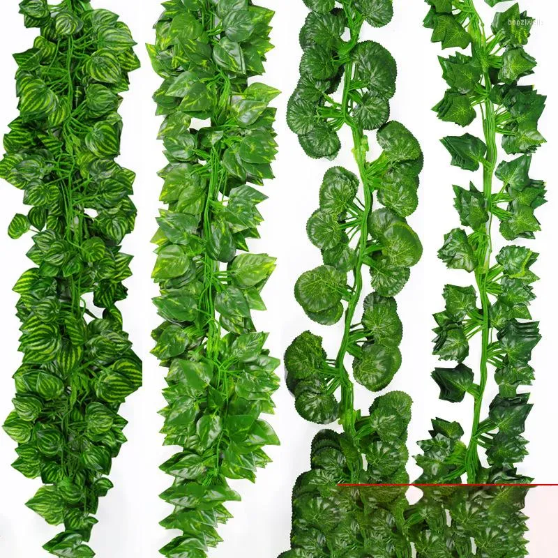 Decorative Flowers Leaf Imitation Ivy Vine Strip Green 12PCS 2 Meters False Cn(origin)