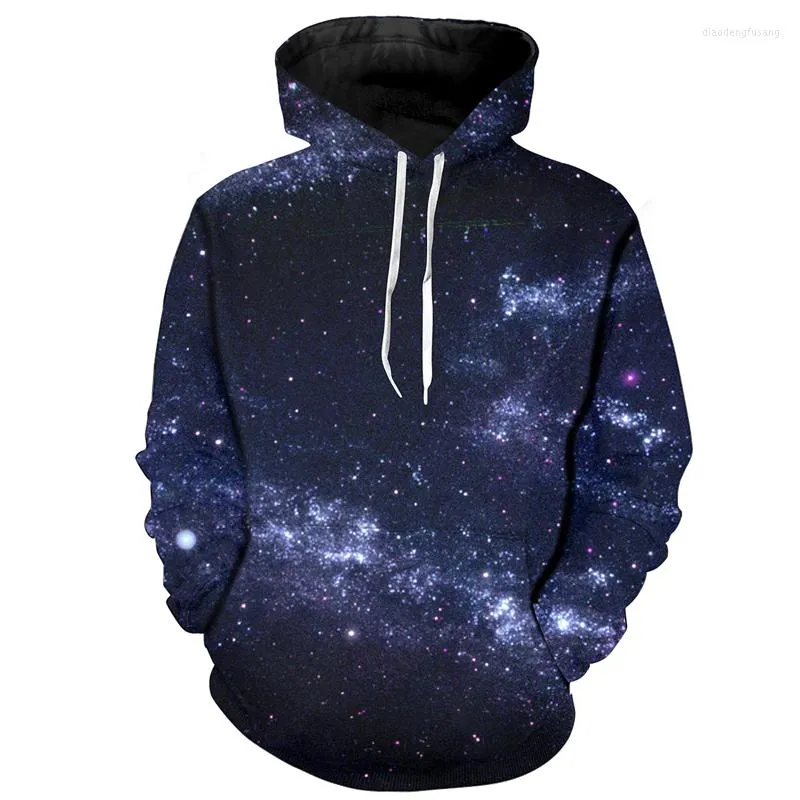 Sweats à capuche pour hommes Galaxy hommes 3D à capuche fond noir étoiles blanches sweats décontractés en Polyester à manches longues pulls masculins S-5XL