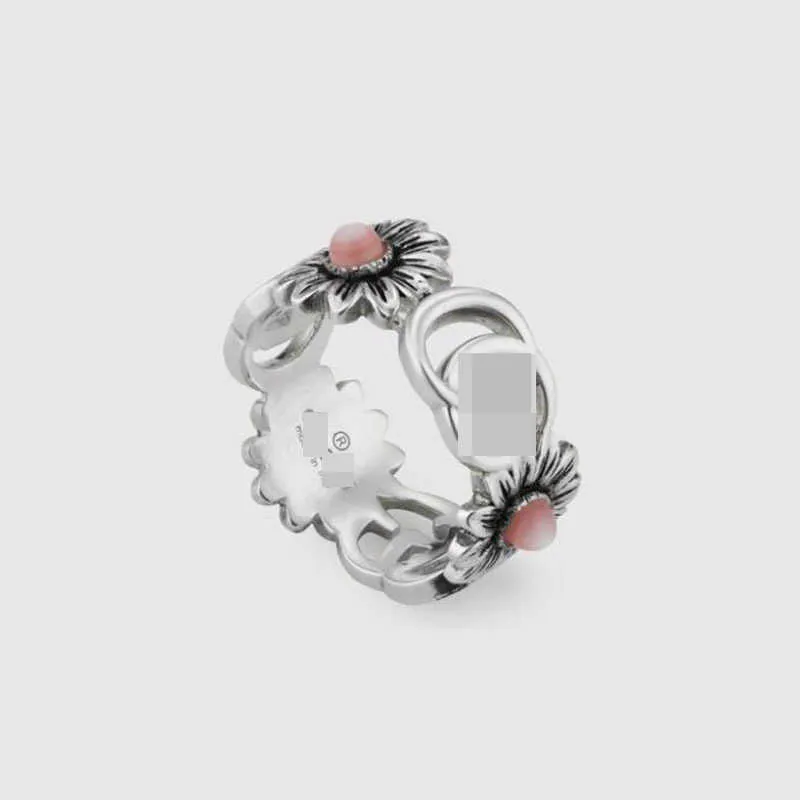 2023 New Luxury High Quality Fashion Jewelry for sterling silver small daisy powder shell personality for men and women lovers ring Valentine's Day gift