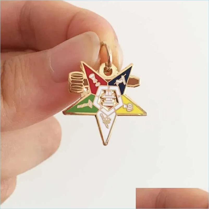 Pins Brooches 10Pcs Masonic Mason Oes Charm Pins Past Master Order Of Chapter Eastern Star With The Gavel Os Pendant Masonry Jewelr Dhzl8