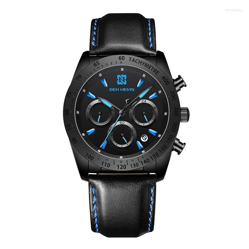 Montres-bracelets 2023 Relogio Masculino Montres Hommes Mode Sport Case Bracelet En Cuir Montre Quartz Affaires Montre-Bracelet Reloj Hombre QW018