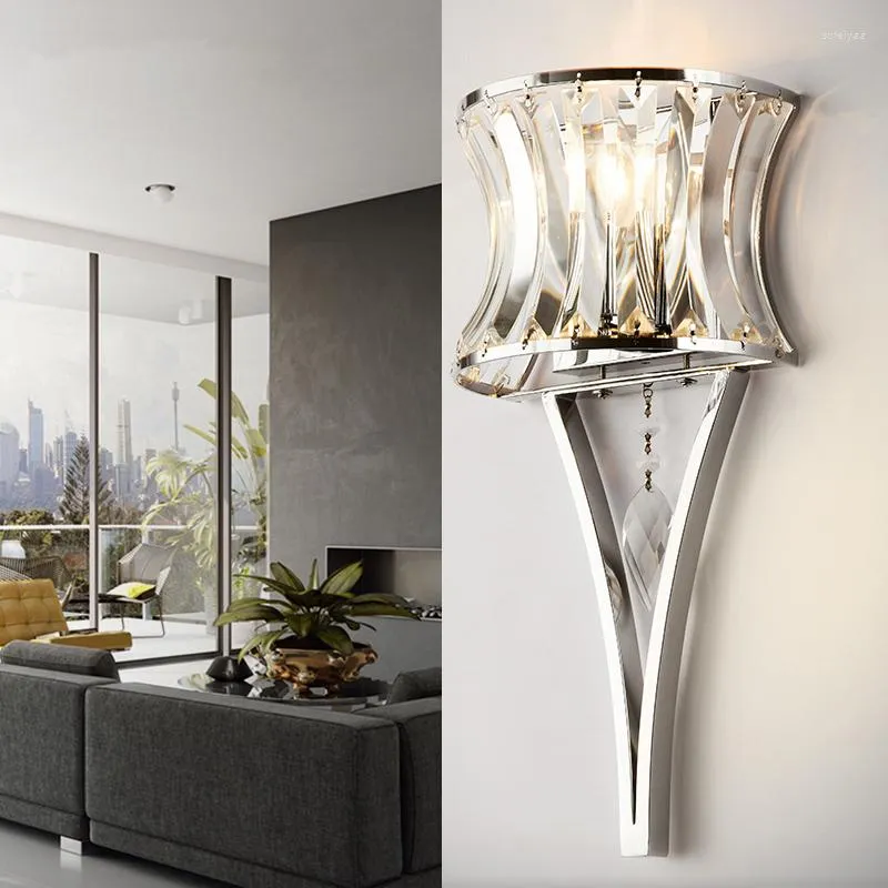 Lampa ścienna Nowoczesna sztuka Crystal Dekoracja Crystaliczna oświetlenie Iron Lighting Lighting do sypialni łazienka Ming
