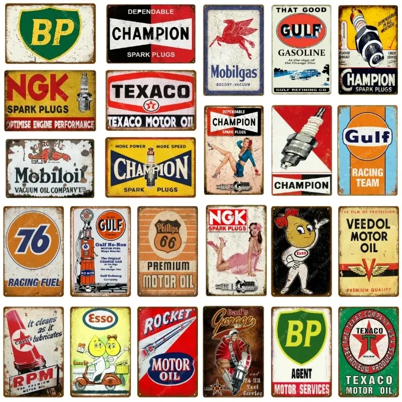 Vintage Motoröl Blechschild Benzin Metallschilder Blechposter Retro Bar Pub Garage Dekor Tankstelle Dekorative Wand personalisierte Kunstdekoration Plakette Größe 30 x 20 cm w02