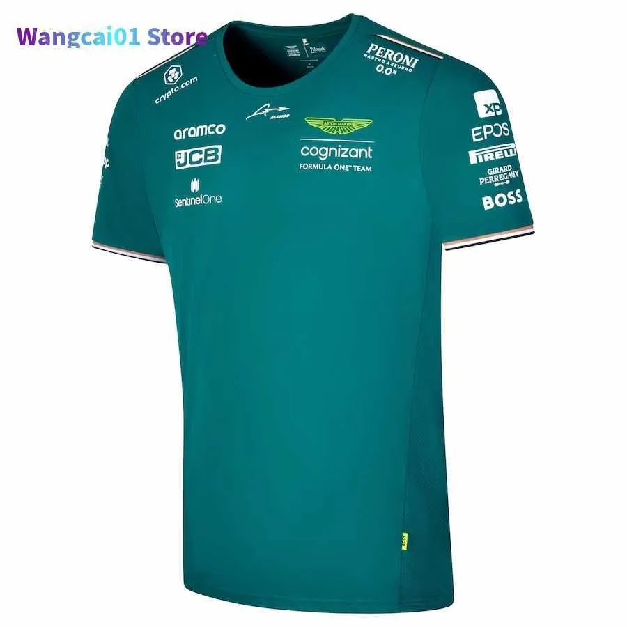 wangcai01 Men's T-Shirts Aston Martin Aramco Cognizant F1 2023 Official Fernando Alonso Team Driver T-Shirt 0307H23