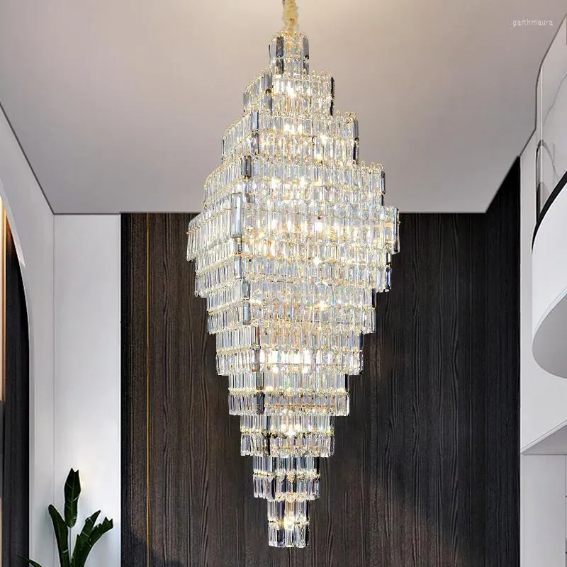 Lustres Villa Lumière De Luxe Cristal Lustre Duplex Bâtiment Hall Lustre 2023 Tendance Moderne Décoration Maison 8898 #