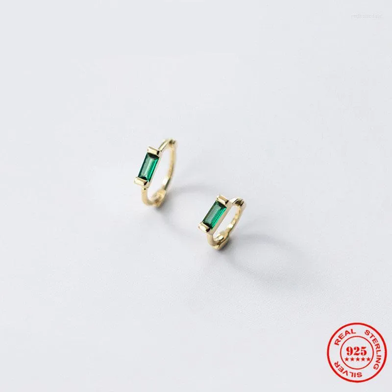 Hoop Earrings 925 Sterling Silver Emerald Green Square Zircon Ear Buckles Simple Fashion For Women Birthday Gift BSE740