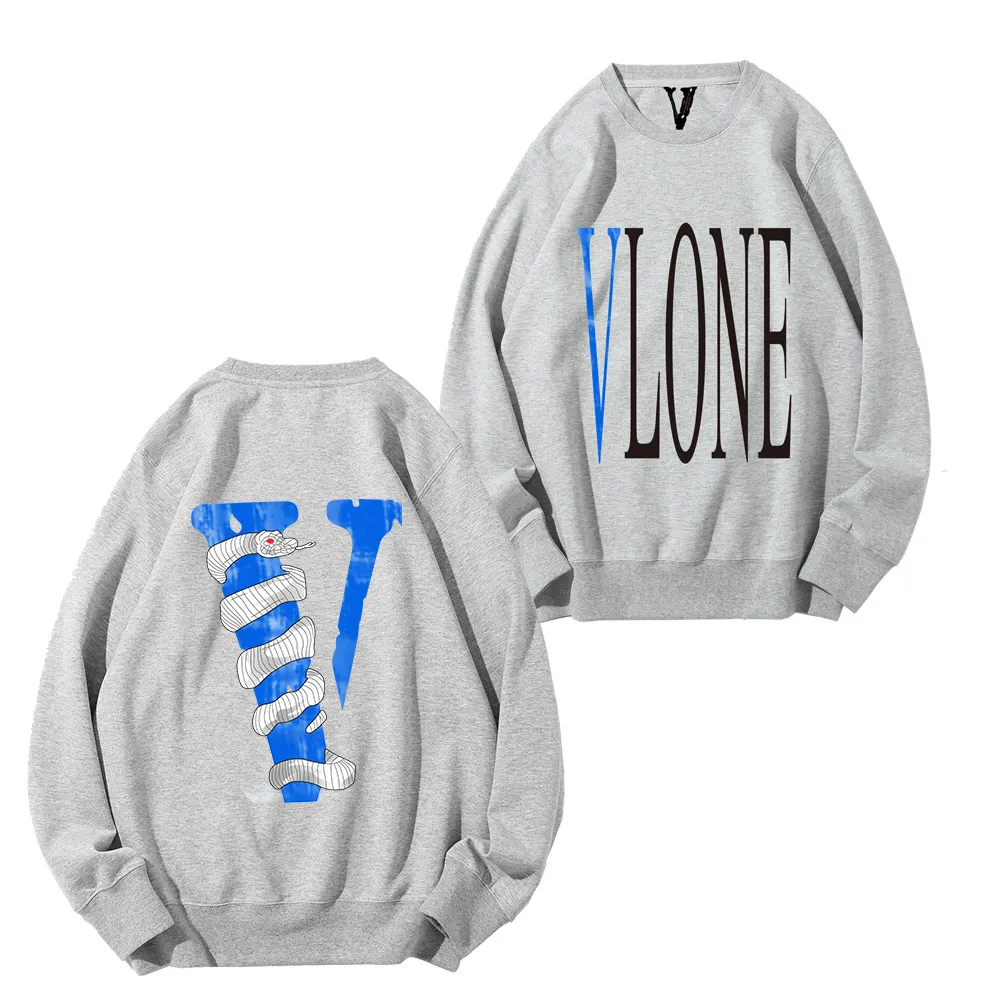 Men's Hoodies VLONE Sweater Men's Spring 2023 New Couple Leisure Long Sleeve Round Neck Black Top Sports Sweater Women