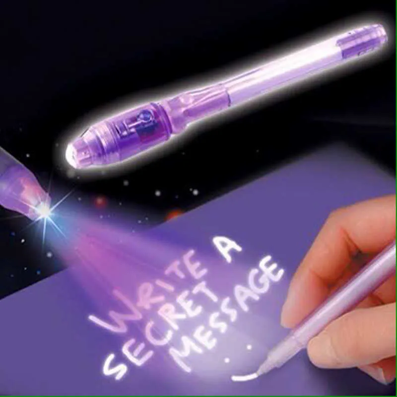 Highlighters Purple 2 In 1 UV Black Light Combo Creative 문구 학교 사무실 그림 보이지 않는 잉크 펜 J230302