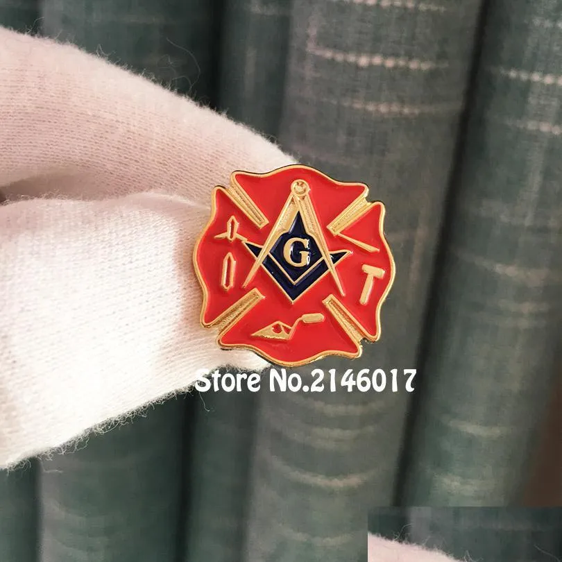 Alfileres Broches 100 Unids Alfileres de Esmalte Personalizados Broche Mason Masones Insignia de Metal Bombero Servicio de Bomberos Primer Respondedor Pin de Solapa Masónico Lodg Dhxzk