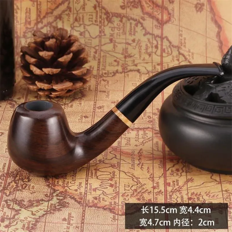 Hookahs Hammer solid wood pipe bent free detachable filter cigarette holder flue ebony pipe