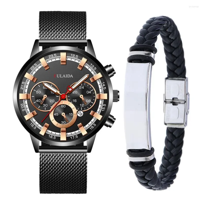 Montres-bracelets de luxe hommes montres homme Bracelet en cuir maille ceinture Quartz calendrier montre-Bracelet mode affaires horloge lumineuse Relogio
