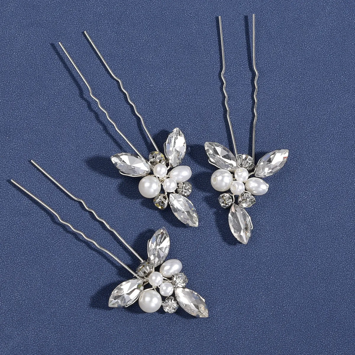 Bridal Headpieces crystal pearl hair fork two piece set wedding hair accessories