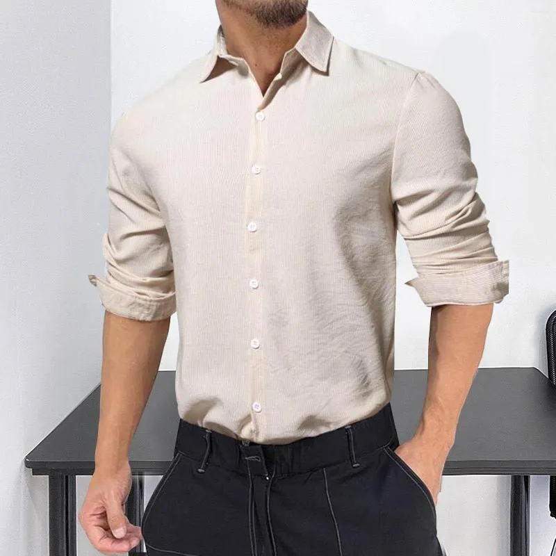 Men's T Shirts Male Autumn Pinstripe Casual Shirt Turn Down Collar Long Sleeve Blouse Pimp Men