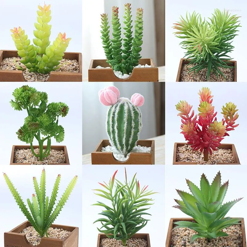 Decorative Flowers 39Styles Green Flocked Artificial Succulent Plants Home Garden Bedroom El Christmas Halloween Wedding Party Decor Fake