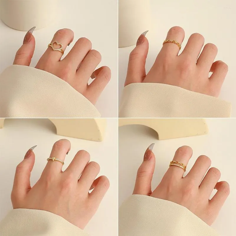 Anillos de boda lindo corazón mariposa romántico brillante oro circón para mujeres encanto CZ cristal dedo anillo compromiso joyería