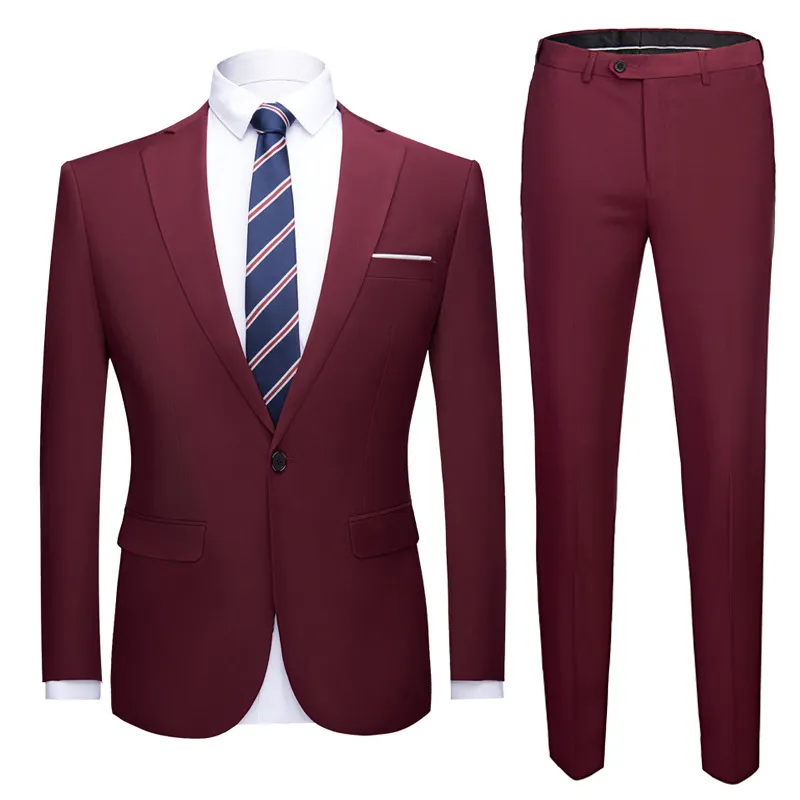 Giacca e pantaloni 2 pezzi Set di moda Nuovo uomo casual abito da lavoro da sposa da sposa da sposa blazer pantaloni abbigliamento