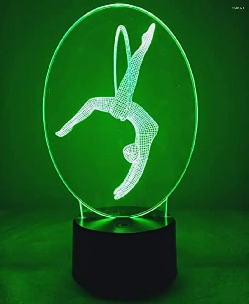 Veilleuses 3D Gymnastique Lumière 16 Couleurs Changeantes Télécommande Tactile LED Table Lampe De Bureau Anniversaire Enfants Enfants Noël Cadeau De Noël