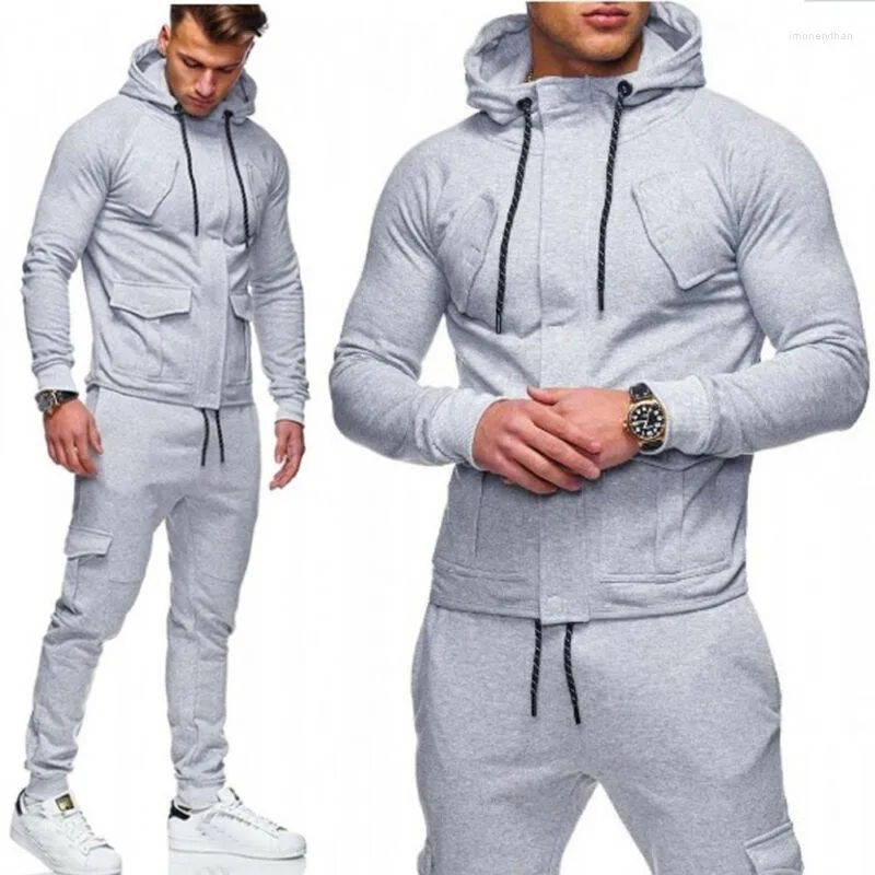 Men's Hoodies Men Sports Tracksuit Drawstring Elastic Top Long Pants Jogger Autumn Winter Clothes Plus Size