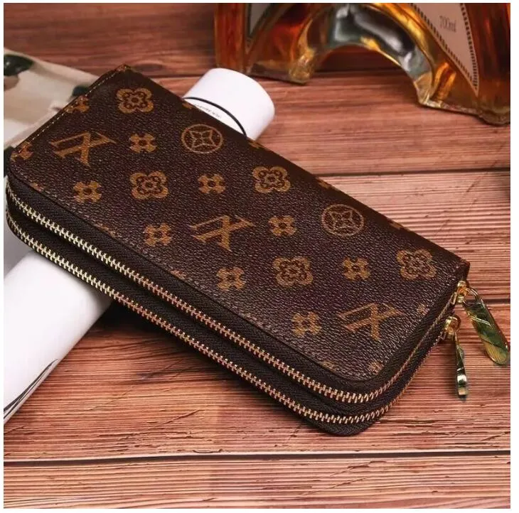 Designers Double Zippy Wallet: Genuine Leather Clutch Purse Long