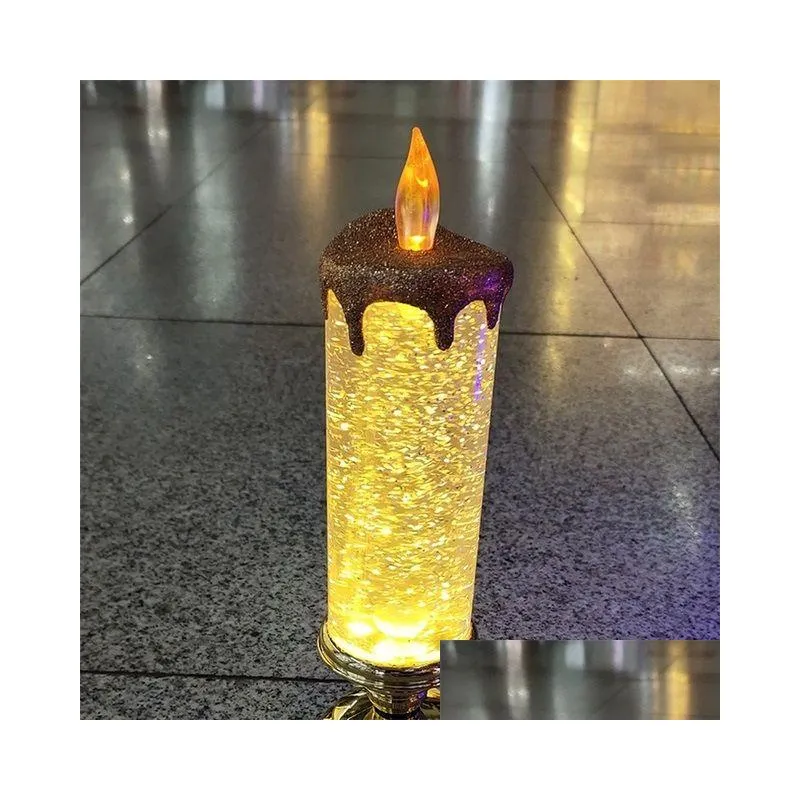 Rechargeable Party Swirling Home Decoration LED Christmas Candles Glitter Flameless Candles Candle Lights 7 Colors Gold