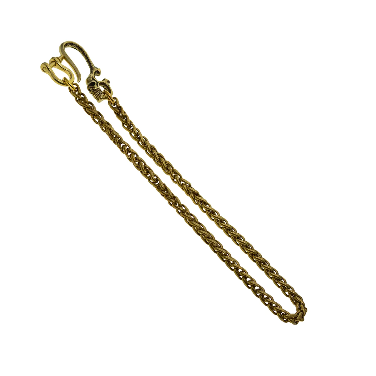 Key Rings Fine brass wallet jean trousers chains 6mm wheat snake chain D screw shackle connector Gothic scary skull hook FOB ED