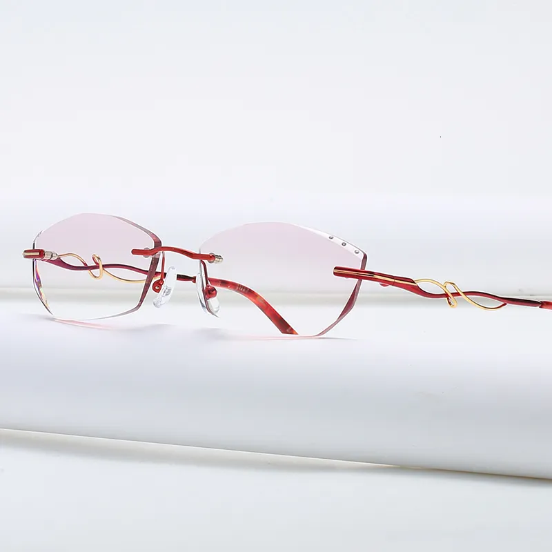 Solglasögon ramar Zirosat 58125 Rimless Gold Glasses Frame Women Light Weight Optical Rim Gelgasses Recept Myopia SPELACLES 230307