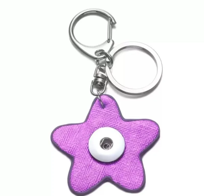 Key Rings Shiny Star Pu Leather Snap Button Chain Keychains Fit Diy 18Mm Jewelry Drop Delivery Dhtu4