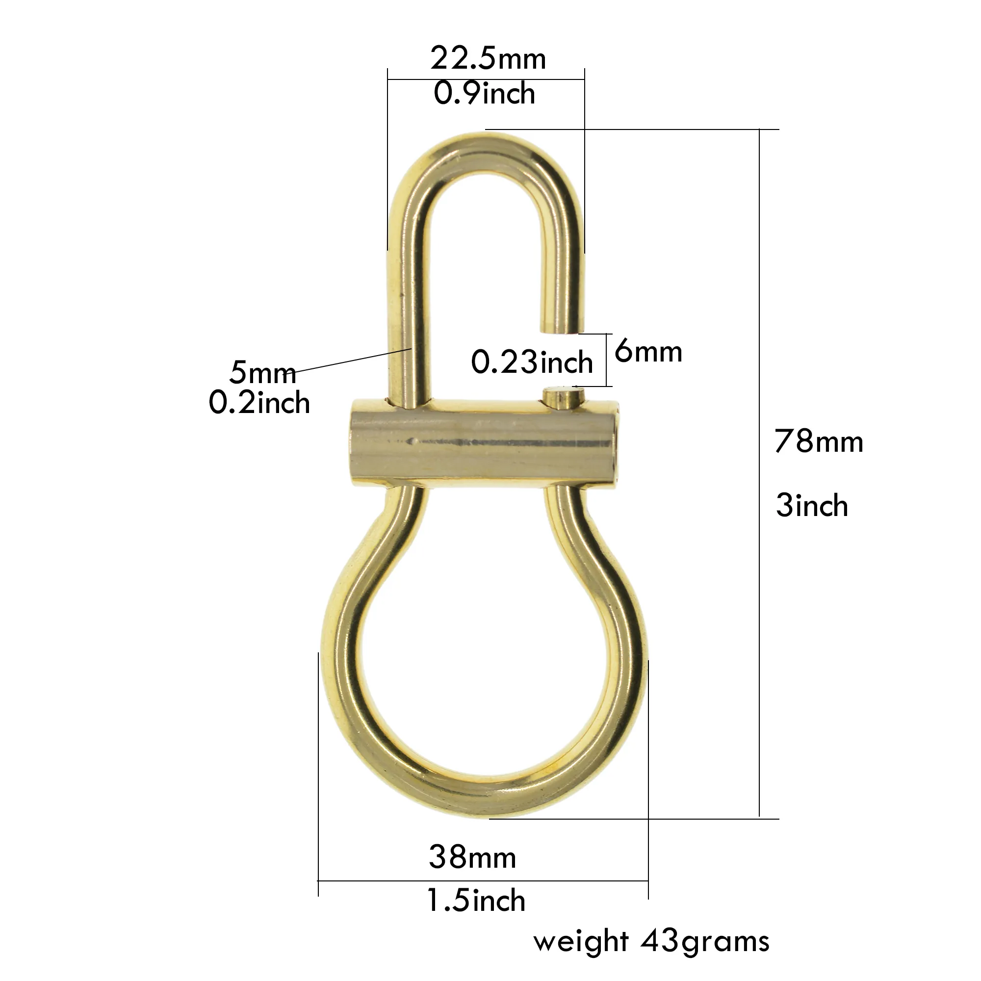 Key Rings Super strong Solid Mirror polished brass Oval bulb spring Round snap slide Locking clip lock Carabiner keychains FOB