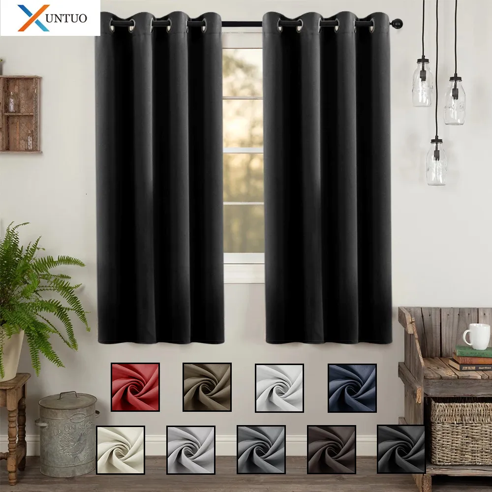 Curtain Modern Blackout Short Curtains in the Living Room Bedroom Window Treatments Kitchen Decor Solid Color Thick Blinds Drapes Custom 230306