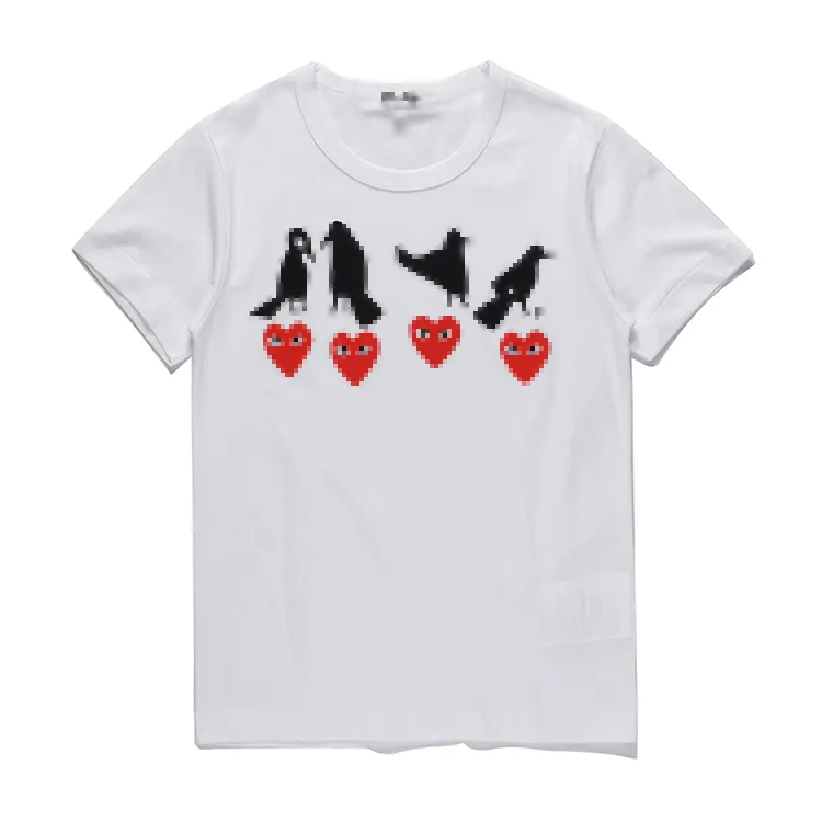 مصمم Tee Men's Thirts Com des Garcons يلعب Red Heart Short Sereve T-Shirt White XL Women