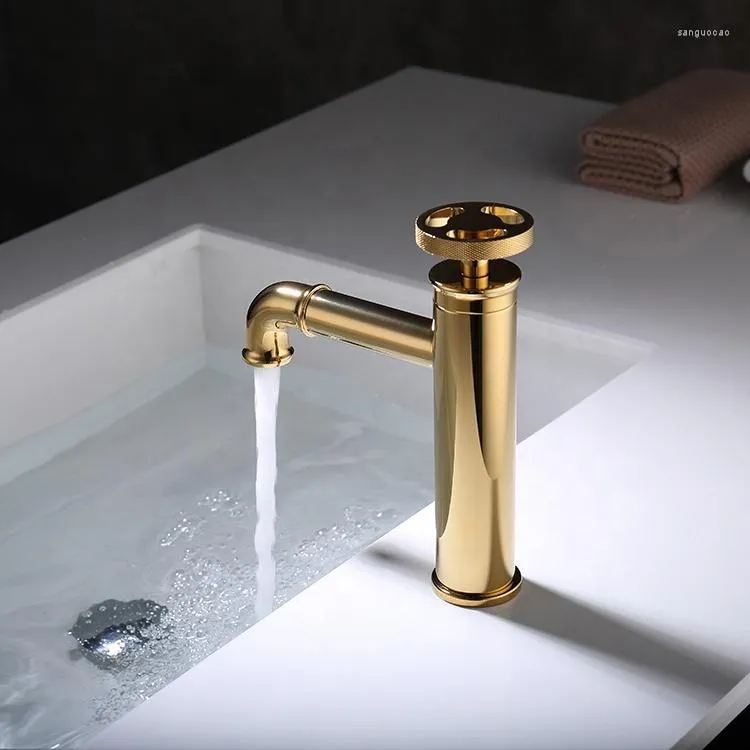 Banyo lavabo muslukları lüks altın pirinç musluk soğuk su havzası mikseri en kaliteli bakır musluk endüstriyel stil