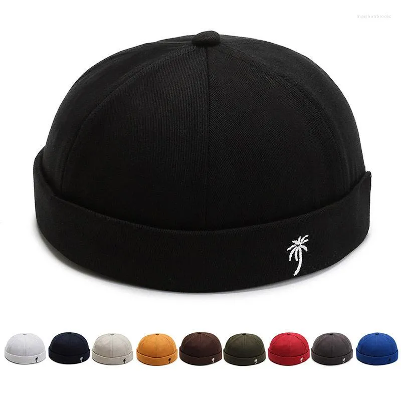 Berets Brimless Skullies czapka czapka czapka solidna kolor Street Street Portable Docker Hats melon skóra Hip Hop vintage czapki