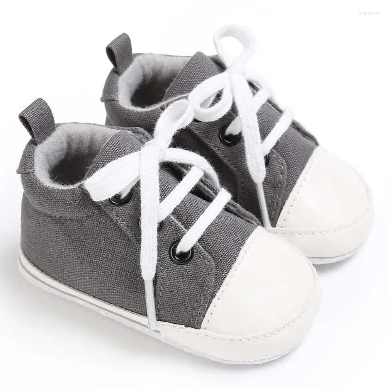 Primeiros Walkers Baby Canvas Casual Tênis Casual Nascido Lace-Up Sports Garotos Meninos Sapatos Infantis Anti-deslizamento Anti-Slip PRESTENHO