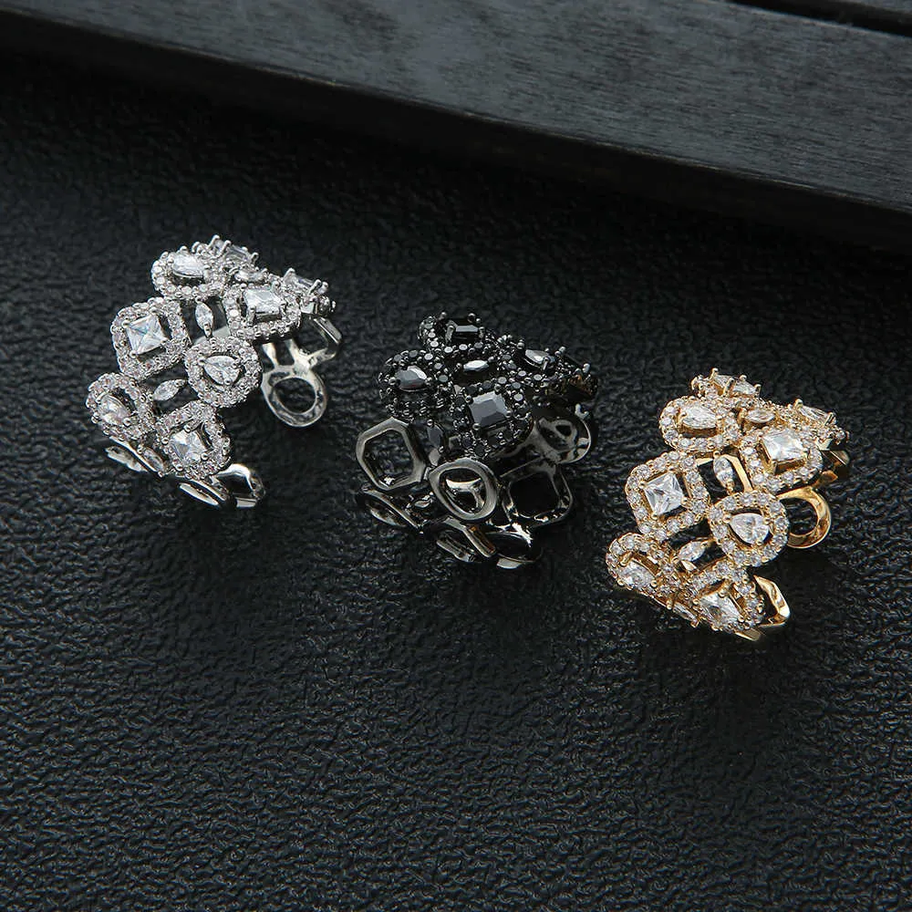 Cluster Rings Bee Nest Luxury Party Statement Stackable Rings For Women Wedding Cubic Ziron CZ Wedding Dubai Bridal Finger Ring J2039 G230228 G230307