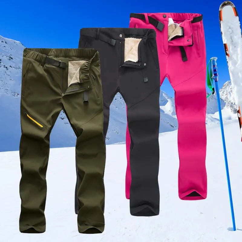 Skiing Pants Ski Men Women Winter Waterproof Snowboard Snow Fleece Thick Warm Trousers Outdoor Hiking Clothin