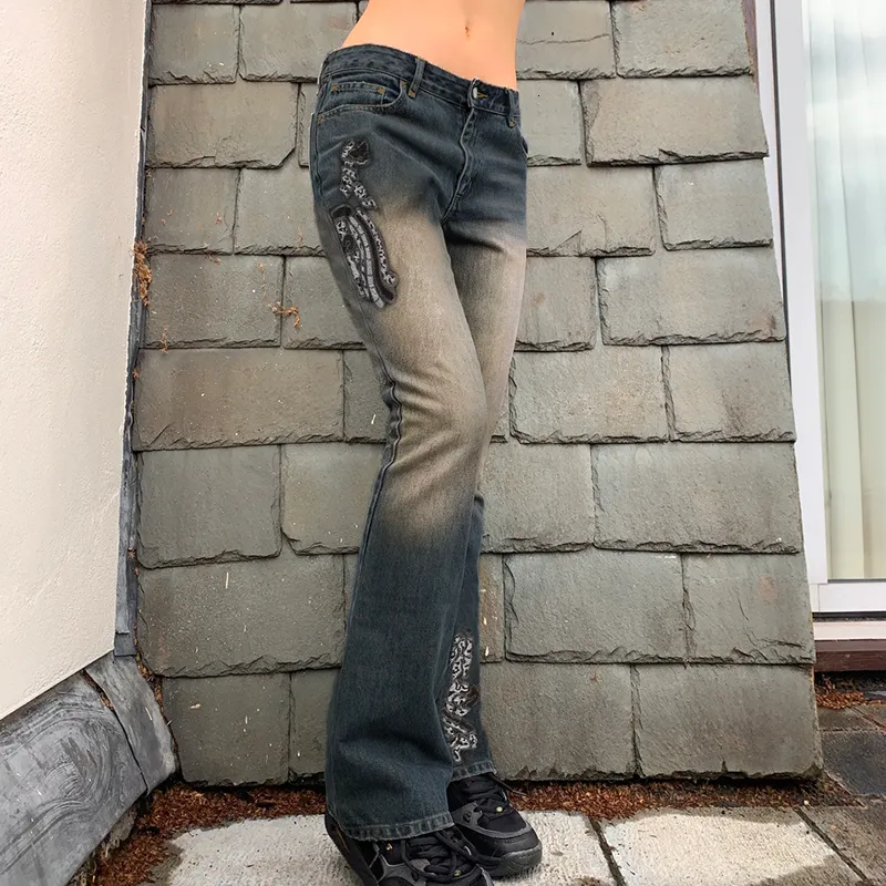 Pantalones De Mujer S ColdYingan Y2k Jeans Estampados Grunge Fairycore  Bordado Retro Lindo Bolsillos De Cintura Baja Pantalón Acampanado Coreano  90s 230306 De 20,3 €