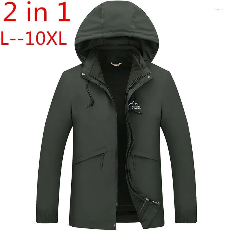 Piumino da uomo 2 IN 1 Fit Jacket Giacca a vento impermeabile di alta qualità Cappotto da uomo invernale da uomo Rain Parka 10XL 8XL Puffer