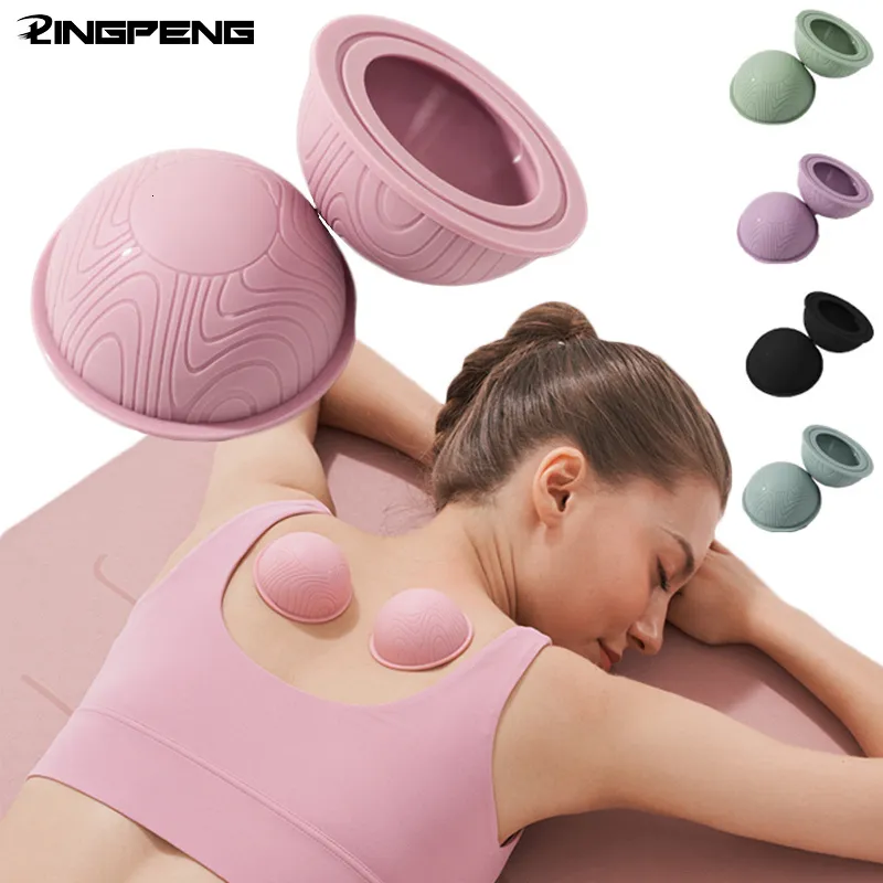 Fitness Balls Massage Ball Yoga Muscle Relaxation Pain Relief Portable Fascia Ball Silicone Anti Cellulite Cup Vacuum Massage Suction Cups 230307