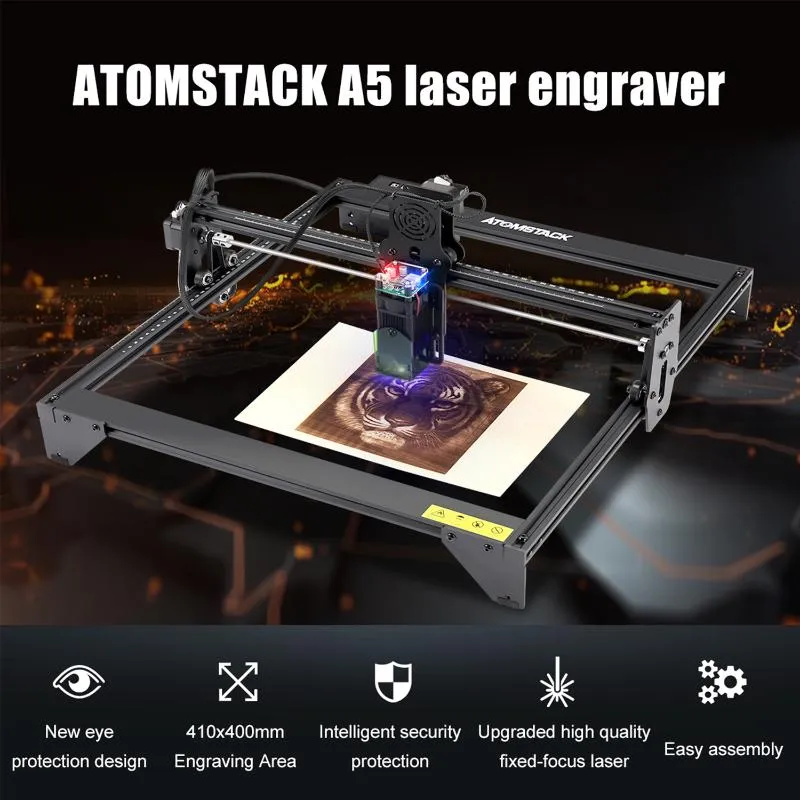Printers ATOMSTACK A5 20W/40W Laser Engraver CNC Quick Assembly 410 400mm Carving Area Full-metal Structure Engraving Cutting Machine