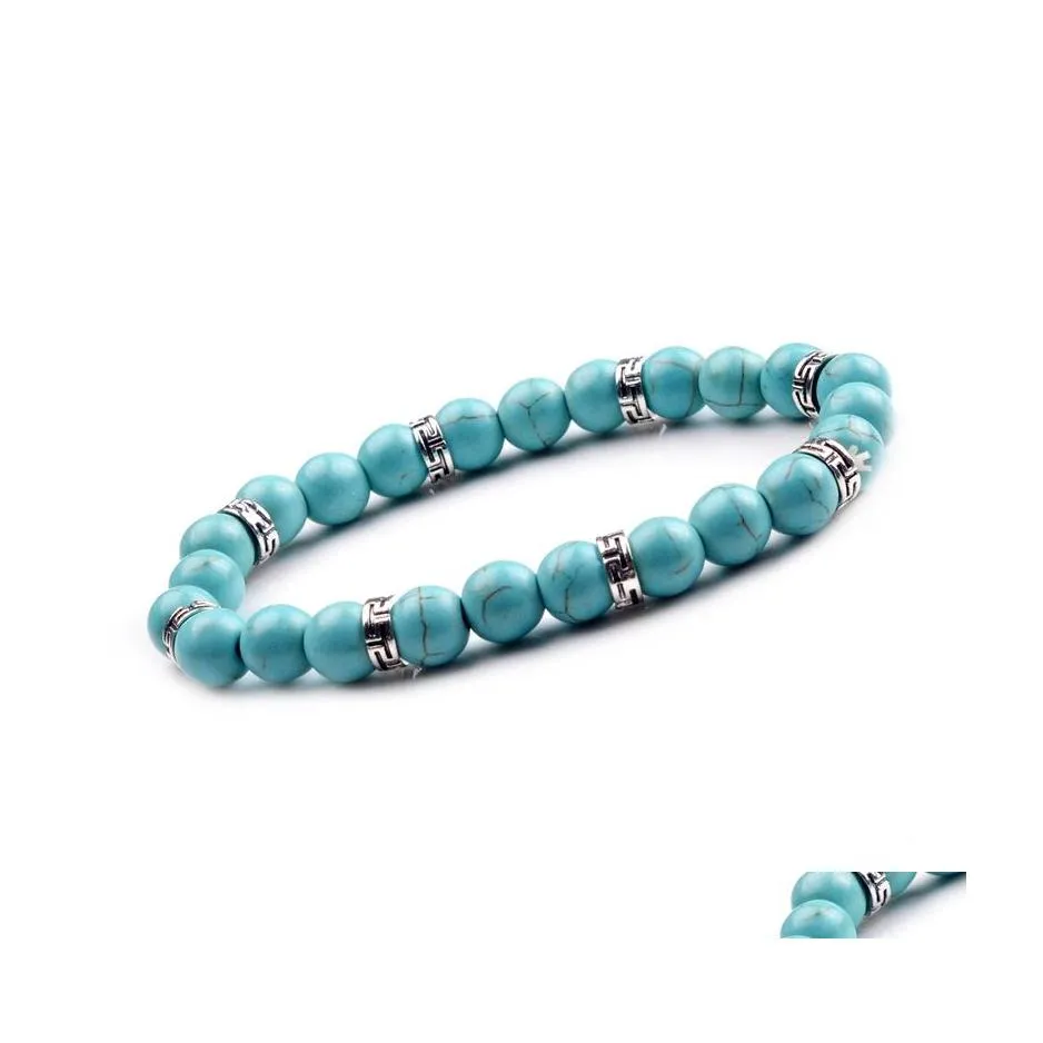 Beaded Strands 8Mm Natural Stone Volcanic Rock Yoga Bracelet Can Promote The Generation To Ensure Health Of Human Body Drop Deliver Dhgnm